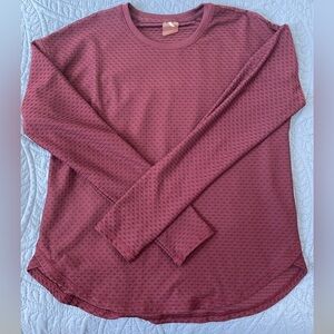 CALIA by Carrie Underwood Textured Long Sleeve Top - Burgundy